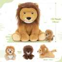 MorisMos 5Pcs Lion Stuffed Animal Set, 13.7" Stuffed Lion Plush Toys with 4 Babies Inside, Wild Animal Plush Toys, Gift for Boys, Girls, Kids Birthday Christmas