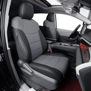 coverdream Sienna Leather Car Seat Covers Custom Fit for 2011-2020 Toyota Sienna LE,XLE,Limited, L, XLE Premium, Limited Premium,7-Seater,Full Coverage Auto Seat Protector (Full Set, Black/Gray)
