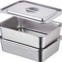 4-Piece 4 Inch Extra Deep Lasagna Pan with Lid, 11.6x15.6 Inch 9.2QT Large Stainless Steel Nonstick Lasagna Baking Roasting Dish Pan for Oven(L, 2 Pack)