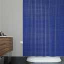 72x72 Inch Solid Color Shower Curtain for Bathroom Waffle Bath Water Resistant Fabric Curtains Navy Blue Modern Thick Shower Stall Curtain with Metal Hooks