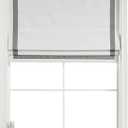 Everyday Celebration Roman Shades for Windows, 100% Blackout, Cordless Pull Down, Indoor, Ribbon Border Blinds, (Grey) 23" W X 64" H
