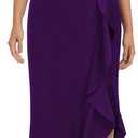WOOSEA Women's High Neck Split Bodycon Mermaid Evening Cocktail Long Dress (L)