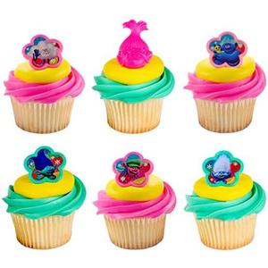 DecoPac 24 Trolls Hugs & Happiness Cupcake Rings Toppers