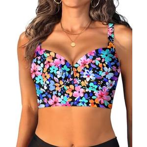 Women Underwire Bikini top Only - Longline Push Up Bathing Suit Top Bra Swim Tops 2025 Swimsuit Tops