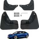 Jawjut Mud Flaps, Compatible with Tesla Model 3 2023, Splash Guard Accessories, No Drilling Required, Black, Pack of 3 