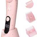Bikini Trimmer for Women, Painless Pubic Hair Trimmer for Armpit Leg Arm Body Private Area,Rechargeable Womens Electric Razors Shaver LED Light Ceramic Blade IPX7 Waterproof Wet/Dry LCD Display,Pink