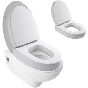 MABOZOO 3-Inch Toilet Seat Cushion with Back Support, Waterproof PU Leather Padded Toilet Seat & Foam Backrest Pad for Elderly, Disabled, Handicap (Universal Fit, White)