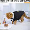 DENTRUN Cat Tuxedo Outfit, Sphynx Cat Costume Formal Suit with Bow Tie, Stylish Cat Shirt Fashion Apparel Fancy Clothes, Kitten Formal Attire Wedding Onesie Costume for Cats Only