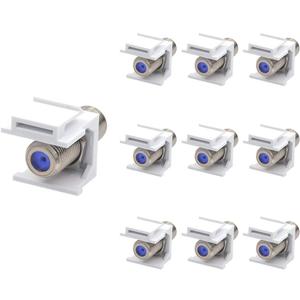 VCE Coax Keystone Jack Insert 3GHz Coaxial Cable Connector, F-Type RG6 Cable Extender Female to Female for Wall Plate and Patch Panel, Nickel-Plated, 10-Pack