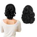 Black Ponytail Extension, 9" Short Claw Clip in Ponytail Hair Extensions Hair Piece Natural Soft Synthetic Curly Wavy Pony Tail Hair Pieces for Women