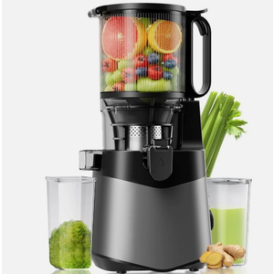 Cold Press Juicer, 5.8" Wide Feed Chute Juice Extractor Machine with 400W, High Juice Yield, Slow Masticating Juicer for Whole Vegetables & Fruits, Dark Grey