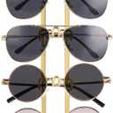 Mkono Sunglasses Organizer Glasses Holder Stand Sunglass Storage Eyeglasses Rack Metal Frame with Wood Base for 5 Pairs of Eyewear Display for Table Desk Countertop Dresser Bedroom, Set of 1, Gold