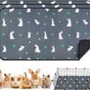 3 Pack Guinea Pig Cage Liners, Washable Guinea Pig Pee Pads Waterproof Reusable & Anti Slip Guinea Pig Bedding Fast and Super Absorbent Pee Pad Tarp Bottom for Small Animals (Rabbit Pattern 24" X 47")