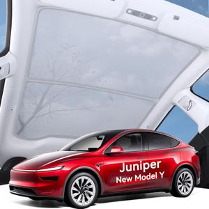 Upgraded Sunshade Roof for Tesla Model Y Juniper Accessories 2025 2026, Mesh Fabric& No-Sag & Magnetic Design Heat Insulation Class Roof Sun Shade for Tesla Model Y Accessories, Gray, 2PCS
