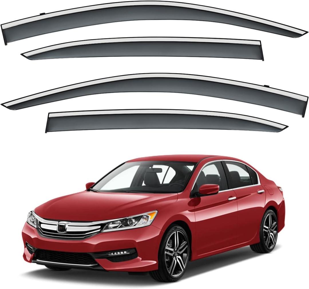 Tape-on Rain Guards Fit Honda Accord 2013-2017 Window Visors Smoke Gray