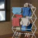 APEXCHASER Clothes Drying Rack Folding - 3 Tier Laundry Drying Rack for Clothes, Expandable Metal Clothing Dryer, Collapsible Towel Rack, Air Drying Rack, White