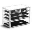 BINO THE MANHATTAN SERIES Acrylic Makeup Drawer Organizer-3 Large 2 Small Drawer | Clear Beauty Organizers and Storage| Cosmetic & Makeup Organizer | Home Organization| Jewelry & Vanity Accessories
