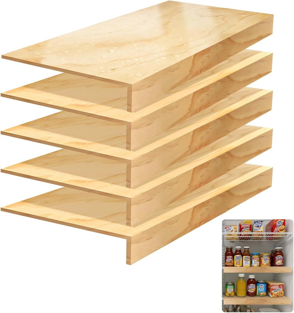 Wire Shelf Covers for Closet & Pantry | Solid Wood Shelf Covers 8mm Thick | Tool-Free Removable 24x12 Inch | Rustic Design for Kitchen & Home (5 Pack)