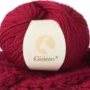 100% Merino Wool Yarn, 6-Ply Luxurious and Soft Yarn for Hand Knitting & Crocheting, 1.76 OZ/50g, 127 yds/116 Meters (red, 1 Ball)
