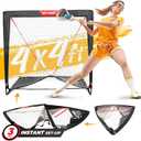 NET Playz 4 x 4 x 4 Feet Lacrosse Goal Fast Install, Fiberglass Frame, Lightweight, Foldable, Portable, Carry Bag Included