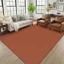 KOZYFLY Orange 6x9 Dining Room Rugs, Washable Area Rug for Living Room, Non Slip Rugs for Bedroom, Braided Floor Carpet for Nursery, Office, Cotton Rug Home Indoor Decor, Burnt Orange/Tan