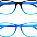 ANDWOOD Blue Light Glasses Kids Girls Boys Computer Gaming Anti Blue Ray Polarized sunglasses Age3-12 ((2pack)black to Blue+blue | Anti-blue Light Lens)