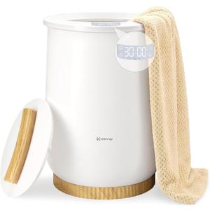 Keenray Upgraded Towel Warmer Bucket, Large Towel Warmer with 3 Heating Modes, Heat Time 30/45/60/90 Min Adjustable and Up to 24 Hour Delay Timer, Towel Heater for Oversize Bathrobes Blankets, CL1Plus (Clear White)