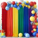 Birthday Rainbow Backdrop Curtains 10ftx15ft: Bright Colorful Curtains Backdrop Drapes - 6 Panels 2.5ft x 10ft Wedding Party Window Supplies Props Booth Decorations