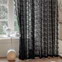 Anmao Vintage Lace Curtains 90 Inches Long 2 Panels Set, Romantic Elegant Light Filtering Semi Sheer Floral Thick Lacy Curtain Drapes for Living Room and Bedroom, Each Panel 55W x 90L, Black