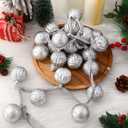 6.5 ft Silver Ornament Garland Neutral Textured Christmas Shatterproof Ornaments Garland 2 Inch 24 Ball Vintage Rustic Farmhouse Ball Xmas Decor for Mantel Indoor Outdoor