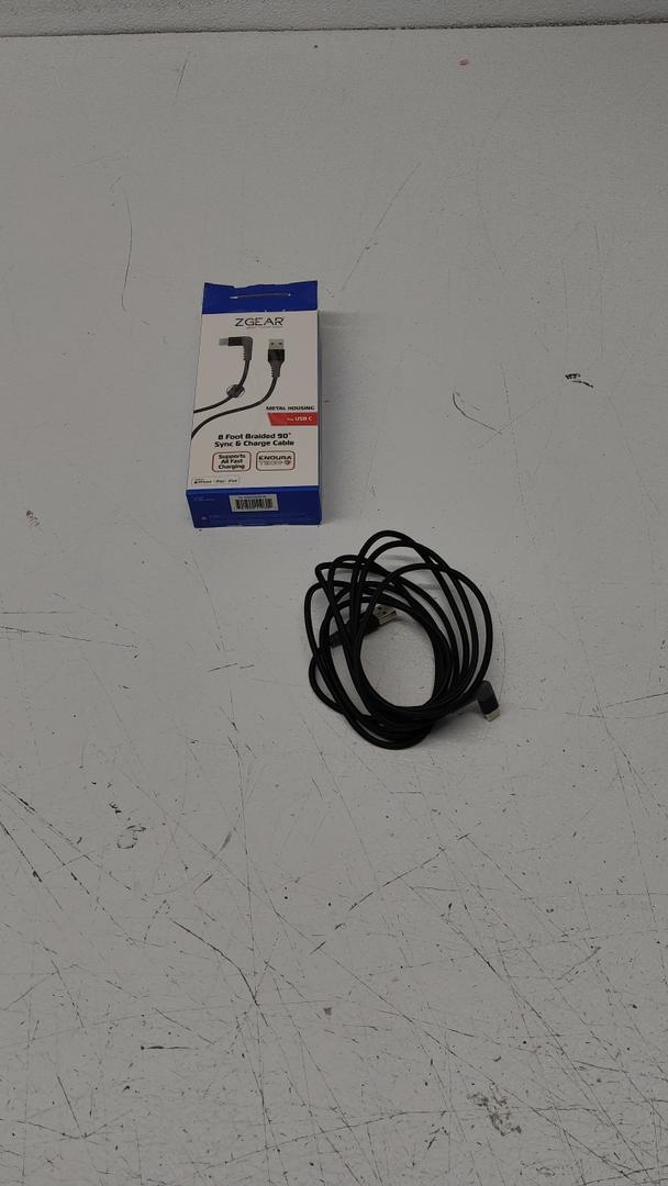 Zgear - USB-C Braided 90 Degree Sync & Charge Cable - Metal Housing - 8 Foot