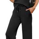 SAMPEEL Two Piece Sets for Women Casual Travel Vacation Outfits Summer Wide Leg Crop Pants Lounge Sets