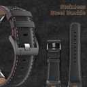 Compatible with Samsung Galaxy Watch Ultra Bands 47mm (2024) Men Women, No Gap Wide Rugged Strap with One Click Stainless Steel Connectors for Samsung Galaxy Watch Ultra (Leather-Black/Black)