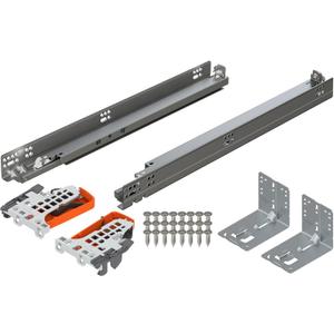 Blum Tandem Plus BLUMOTION Concealed Undermount Drawer Runner Kit, 21-Inch, Full Extension, Soft-Close, Steel, 100 lb. Load Capacity for Wood Drawers