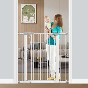 Fairy Baby 40.5" Tall Baby Gate for Stairs 29.5"-40.5" Wide Dog Gate Indoor, White