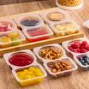 20 Pack 4.5 oz Snack Pack Containers with Lids, 2 Compartment Snack Boxes Small Plastic Portion Control Condiment Container for Dipping Sauce, Travel Snacks, Lunch