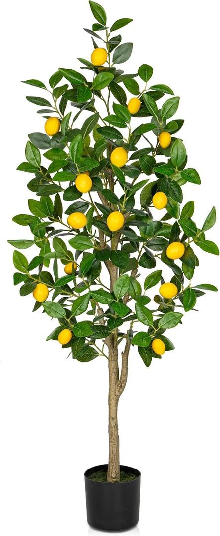 Artificial Lemon Tree 4ft Fake Lemon Plant in Pot Large Fake Floor Plants Faux Trees Indoor Lemon Decorations for Home Living Room Office