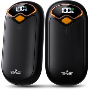 Hand Warmers Rechargeable - Electric Hand Warmer Rechargeable 2 Pack, LED Digital Display, 4 Heat Levels Reusable, USB, Magnetic Portable Handwarmers for Golf/Camping/Hunting, Gift for Women, Men, Black Mini