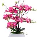 W&W Artificial Orchid Plants and Flowers with Vase, Fake Faux Orchid in Ceramic Pot,17, Fuchsia