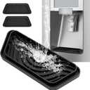 Refrigerator Drip Catcher, Refrigerator Drip Tray For Water Tray, Fridge Water Dispenser Drip Tray Prevents Water Splashes, Non-slip Silicone Dispenser Drip Collector for Ge Samsung -2 PCS Black