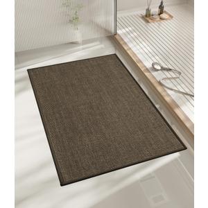 Chakme Bathroom Rugs Mat 24x17, Ultra Thin Non Slip Bath Mat Small Quick Dry Absorbent Bath Mat for Bathroom Floor, (Brown, 24"x17")