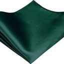 TIE G Solid Satin Woven dyed Color Formal Black Necktie and Pocket Square Sets in Gift Box (Green)