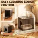 Rabbit Hideout Small Animal Habitat,Litter Box Enclosure Resin Weatherproof Black Bunny House, Multi-Functional Small Pet Hutch for Indoor/Outdoor Use, Ideal for Large Rabbits, Guinea Pigs & Ferrets