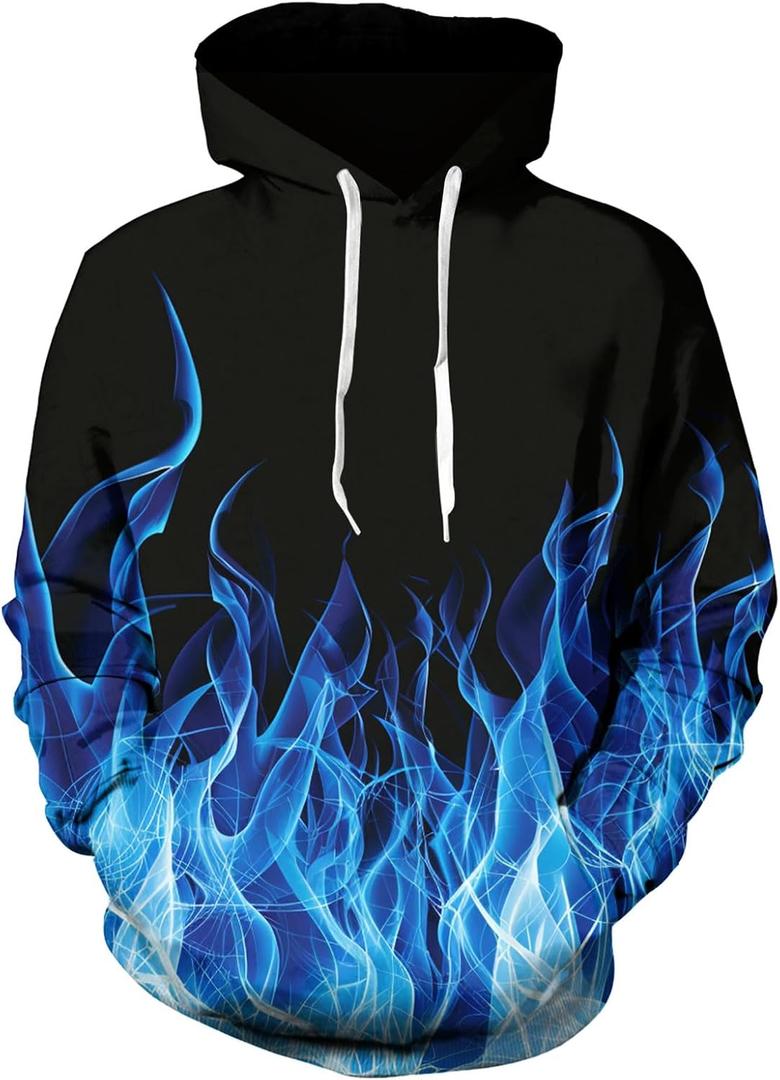 Ahegao Mens Hoodies Novetly Sweatshirts for Man 3D Graphics Pullover with Pockets (XL)