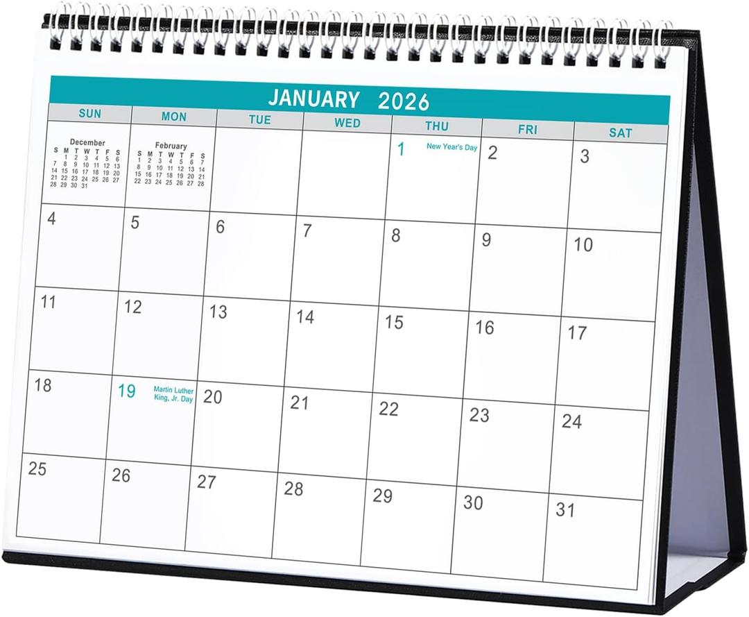 2026 Desk Calendar - Desk Calendar from January 2026 - December 2026, 10" x 8.3" Calendar Desk, 12 Months Standing Flip 2026 Desktop Calendars