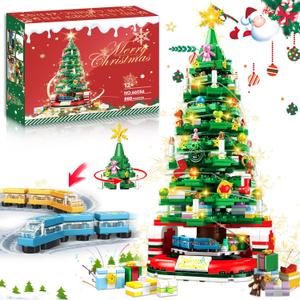 Christmas Tree Building Set, Christmas Tree 2025 Collectible Holiday Building Block Home Decor, Ornaments for Boys, Girls and Adults, 888Pcs, Deep Green
