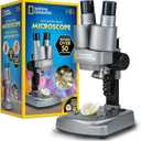 National Geographic Dual LED Kids Microscope - 50+ pc Science Kit with 10 Prepared Slides & 10 DIY Blank Slides, Biology Experiment Activity, Microscope Kit for Kids 8-12 