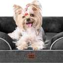 EHEYCIGA Orthopedic Dog Bed for Small Dogs, Waterproof Memory Foam Small Pet Beds with Sides, Non-Slip Bottom and Egg-Crate Foam Medium Dog Couch Bed with Washable Removable Cover, Dark Grey (24.0"L x 18.0"W x 6.0"Th)