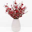 Valentines Day Decorations Floral Picks Stems - 8Pcs,16 Inch Artificial Red Berry Heart Shaped Branches Gift for Wedding Home Vase Decor