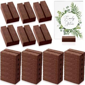 25 Pcs Wood Place Card Holder 2 Inch Rustic Table Number Holders Stands Wooden Sign stand Photo Card Display for Wedding Party Birthday Retail Shop Office Pictures Menu Decorations
